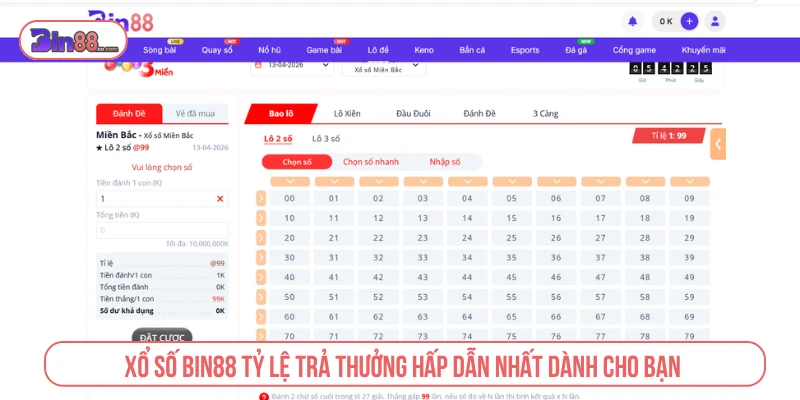 Xổ số BIN88 tỷ lệ trả thưởng hấp dẫn nhất dành cho bạn